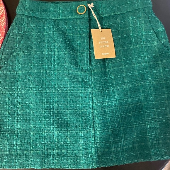 Suncoo Paris Tweedy Folly Green Mini-Skirt size T3 (US 6) - Picture 3 of 4